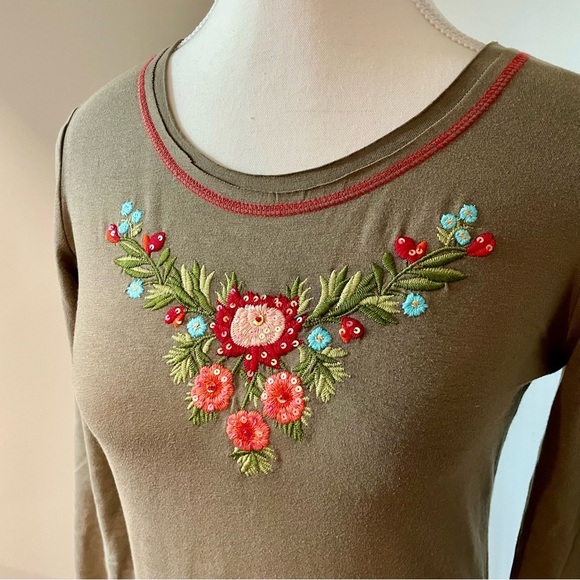 Moschino Jeans Vintage Y2K Floral Embroidered Long Sleeve Top - Picture 2 of 8